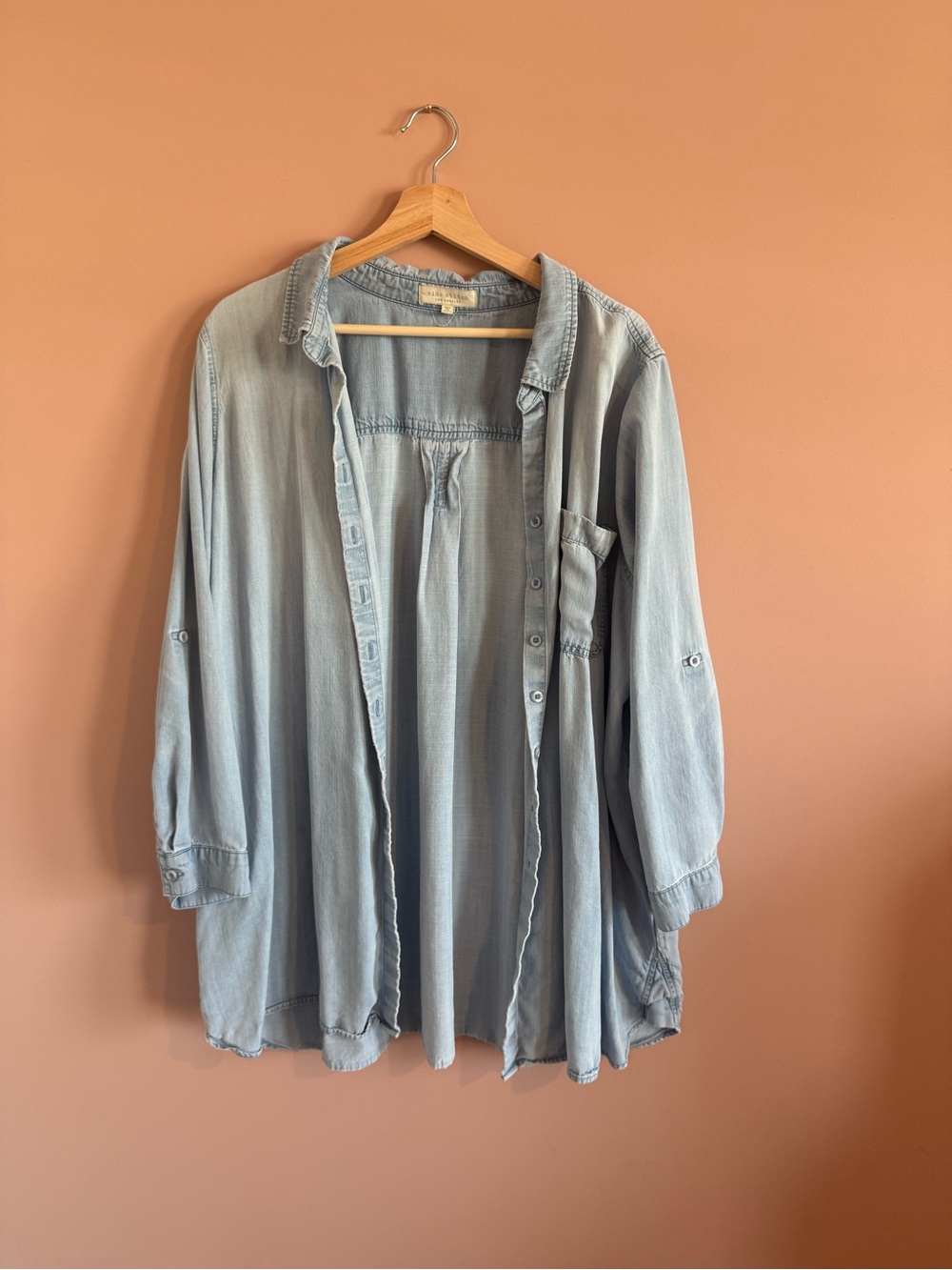 Side Stitch Light Blue Women's Denim Lightweight Blouse